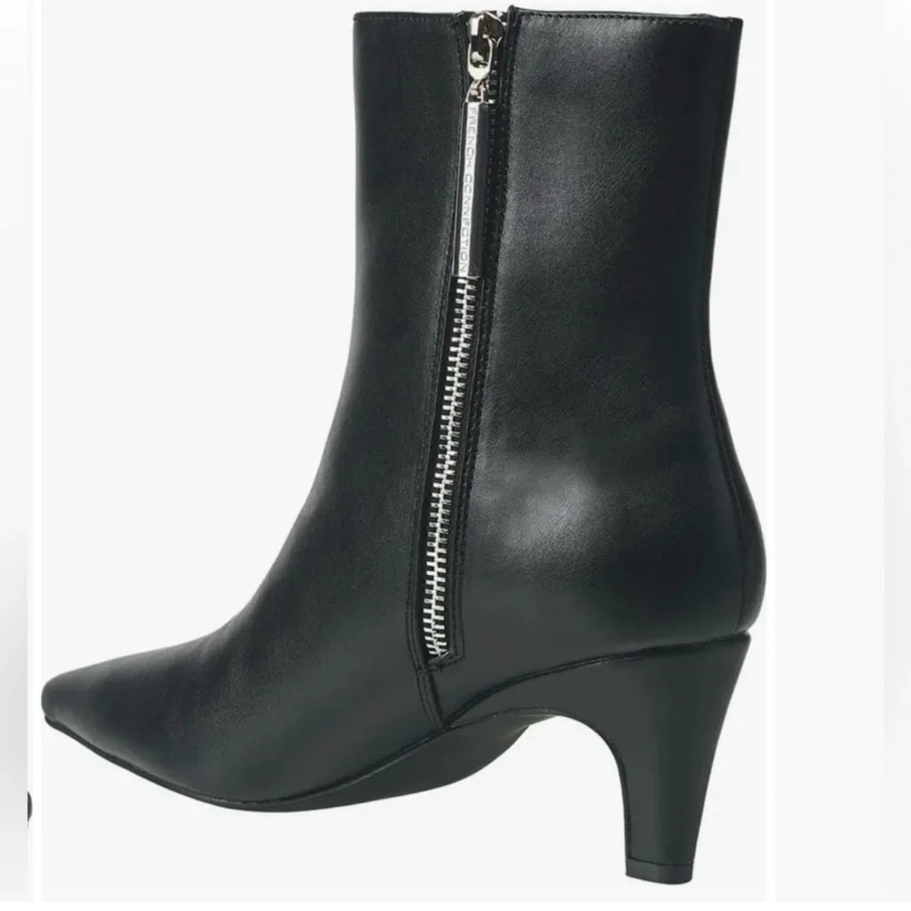 French Connection Ankle Bootie Alex Kitten Heel Black Faux Leather NIB - Picture 3 of 9